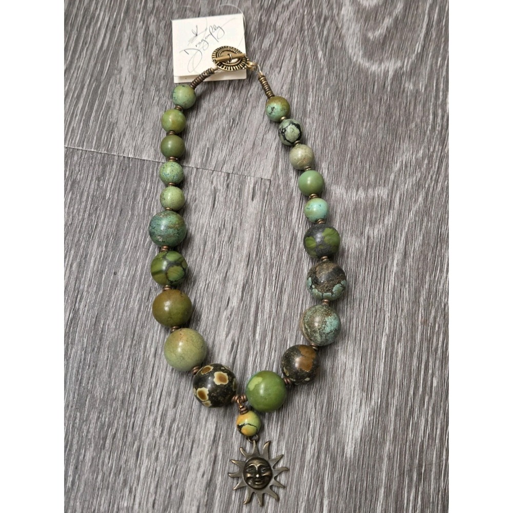 Unique Sunface Chinese Turquoise Necklace Beautifull Rare